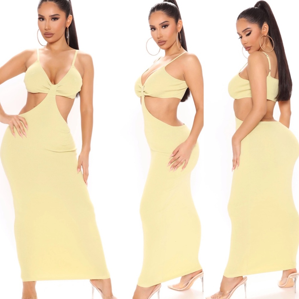 Yellow cut out maxi dress - XS - Picture 8 of 10